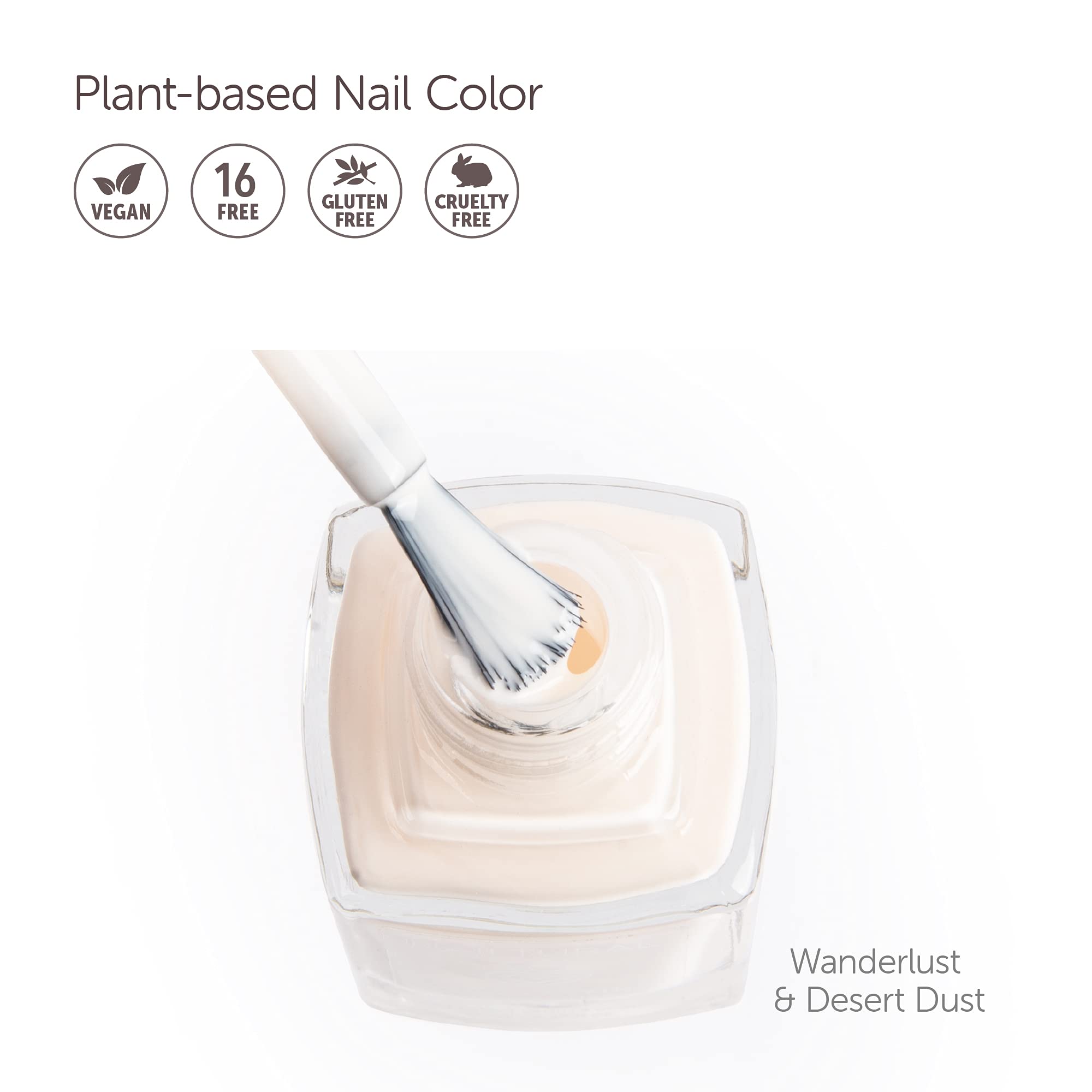 Nailtural Origin Nail Polish Wanderlust & Desert Dust Sheer White Color, Cruelty Free Vegan Plant Based, Lasts 7 Days For Long D