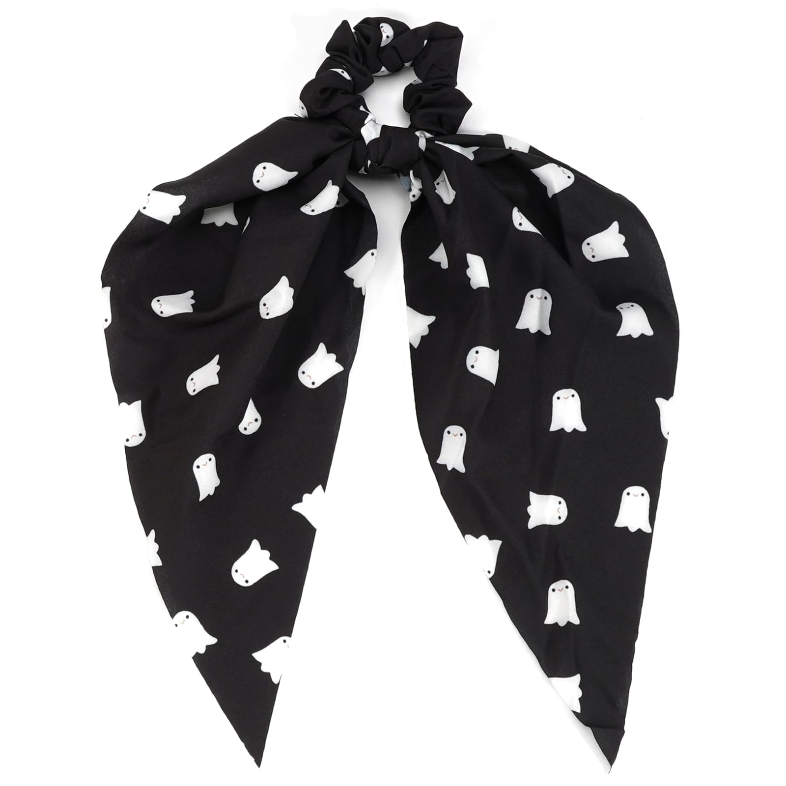 Halloween Hair Ties for Women Girls Soft Fall Ghosts Hair Scrunchies Spooky Black White Hair Tie Ribbon Hair Bows Ponytail Holde