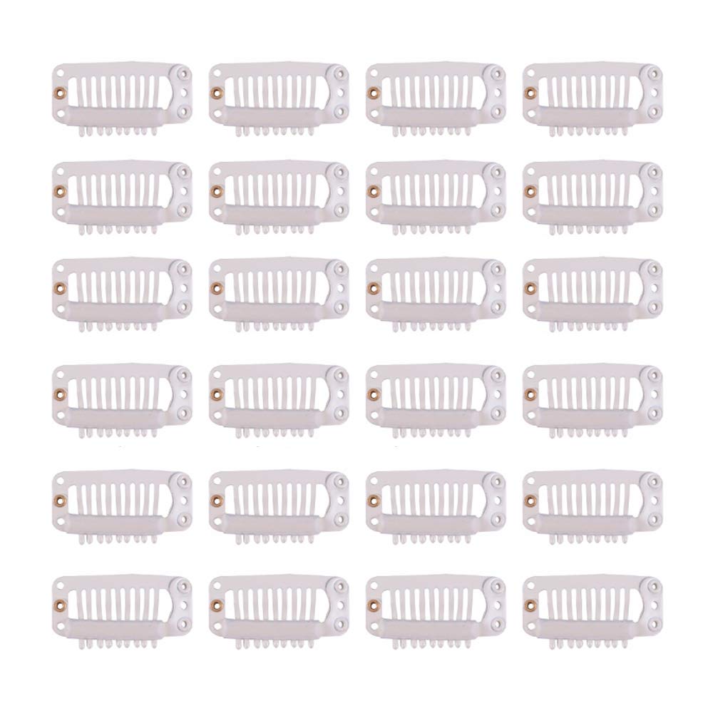 Yantaisiyu 24 Pcs/Lot 32Mm 9-Teeth Hair Extension Clips Snap Comb Clips Metal Clips Wig Clips Hair Clips For Wigs Hair Extension