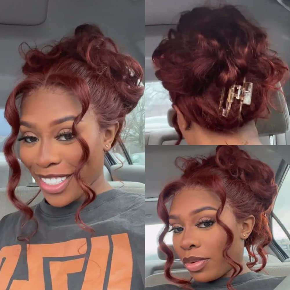 Xterfsty Long 30 Inch Reddish Brown 5X5 Hd Lace Closure Wigs Human Hair 180% Density 33B Body Wave Lace Front Wigs Human Hair Gl