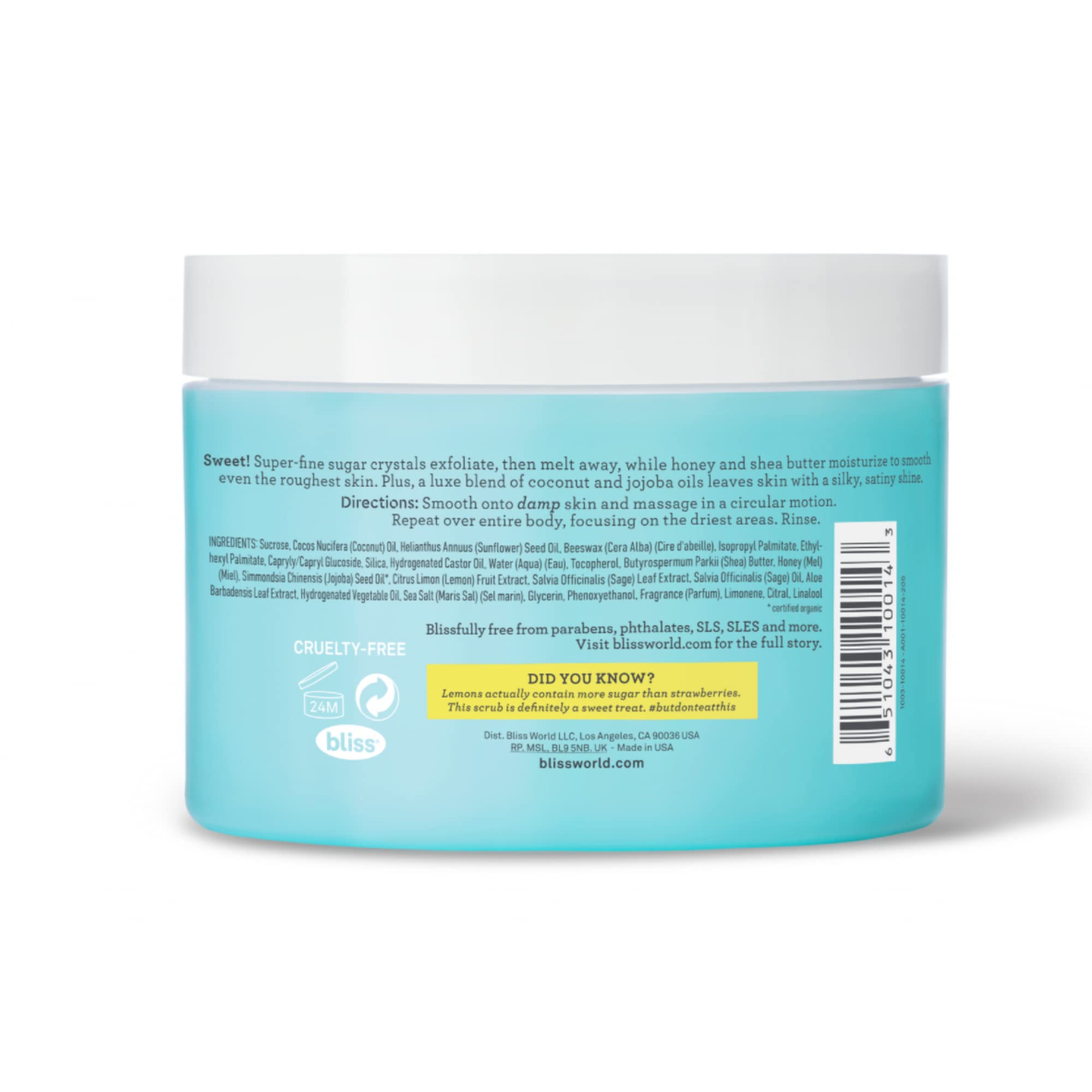 Bliss Satin-Skin Body Polish - Lemon And Sage - Body Scrub With Shea Butter And Coconut Oil - 8.5 Oz - Smoothing And Balancing S