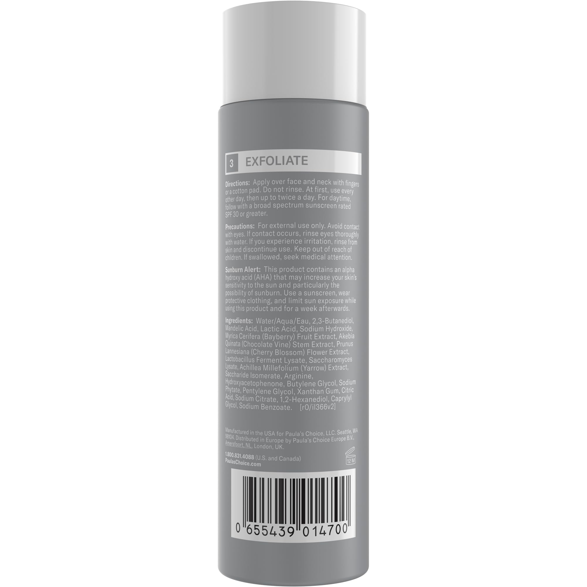 Paulas Choice 6% Mandelic Acid + 2% Lactic Acid Exfoliant, Gentle Daily AHA Exfoliation for Discoloration, Bumpy Texture & Radia