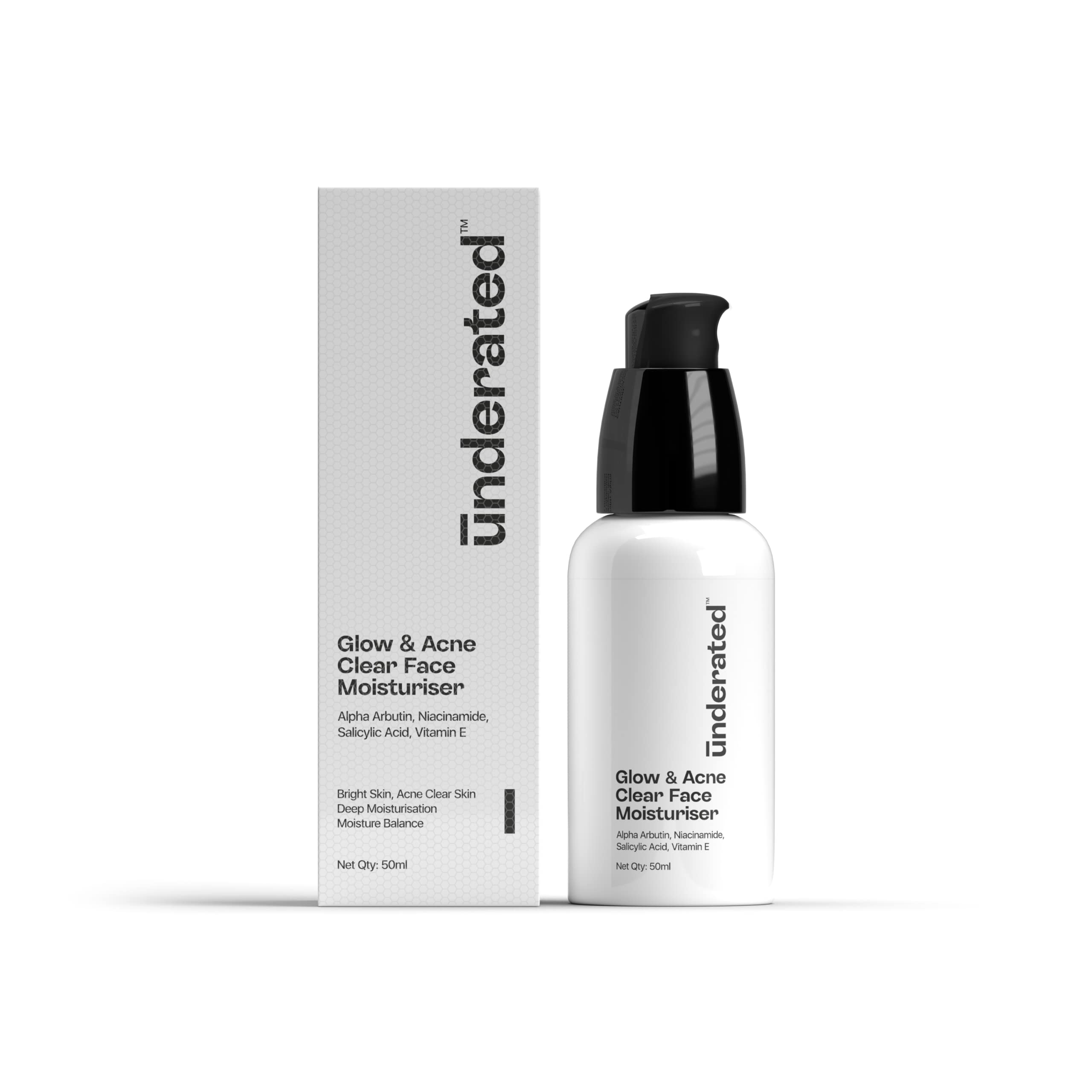 Underated Glow And Acne Clear Face Moisturiser Cream Powered With Salicylic Acid And Vitamin E Helps To Reduce Pimples And Glow 