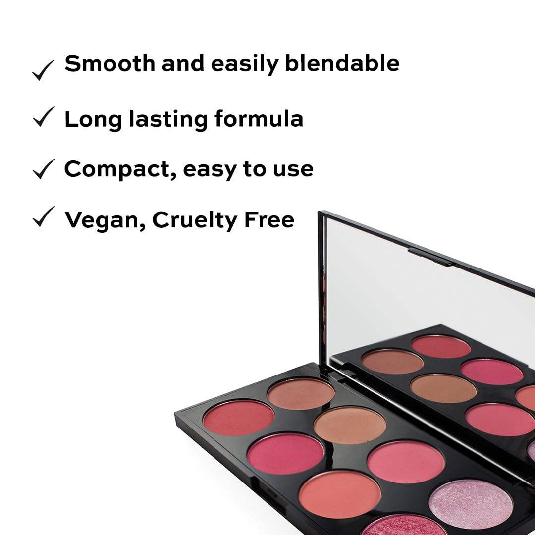 Makeup Revolution Ultra Blush Makeup Palette, Bronzer & Highlighter, Includes 8 Shades, Gluten free, Vegan & Cruelty Free, Sugar