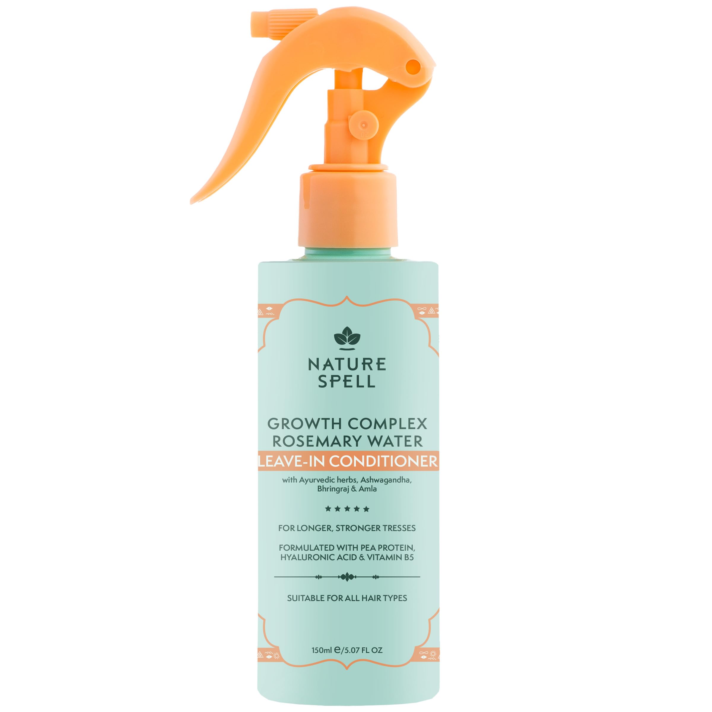 Nature Spell Rosemary Water Leave in Conditioner, Promotes Hair Growth, Heat Protection Spray, Detangling, Smoothes & Adds Shine