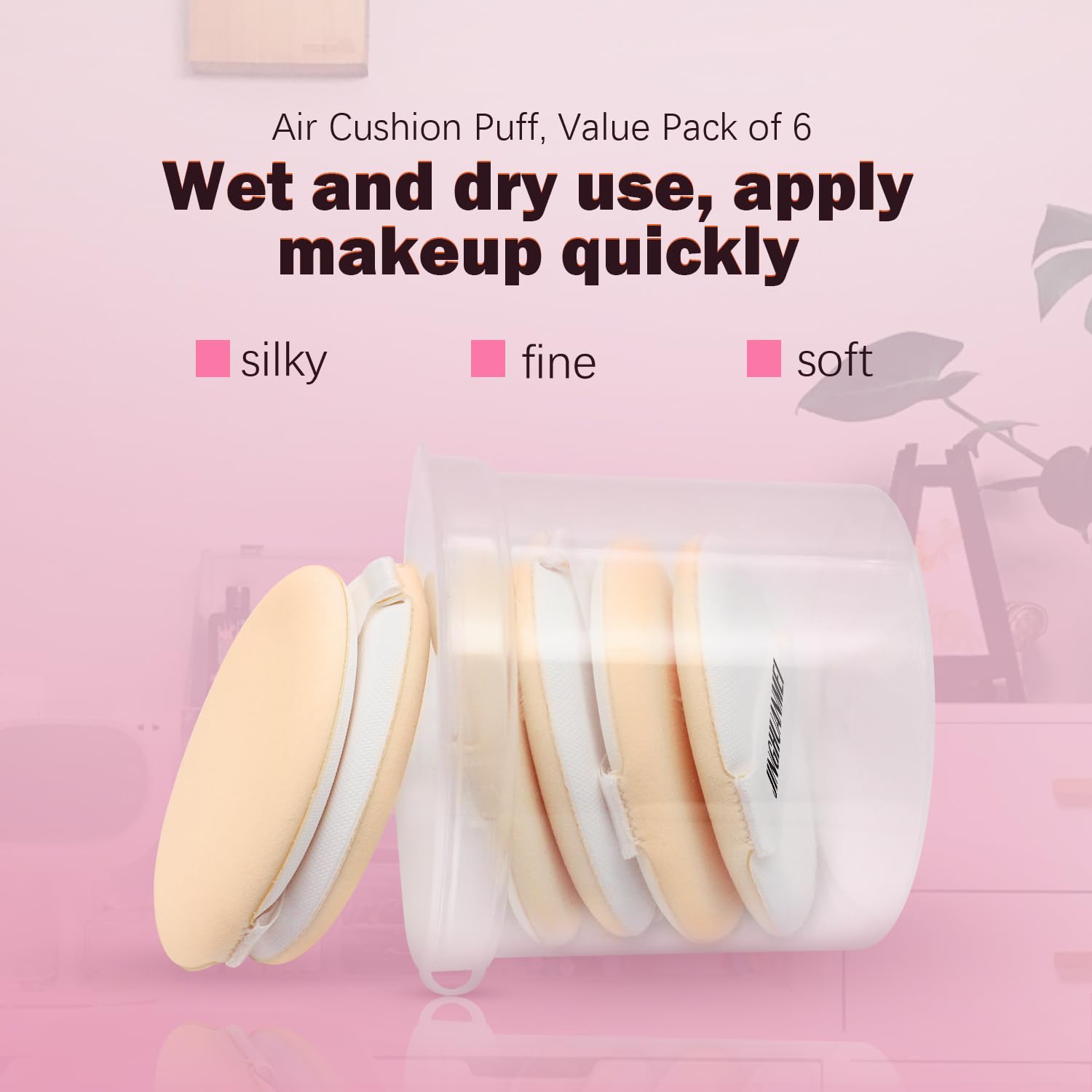 JINGHUANMEI (6 Pieces) Powder Puff for Makeup Face Powder,suitable for wet or dry foundation (Skin)