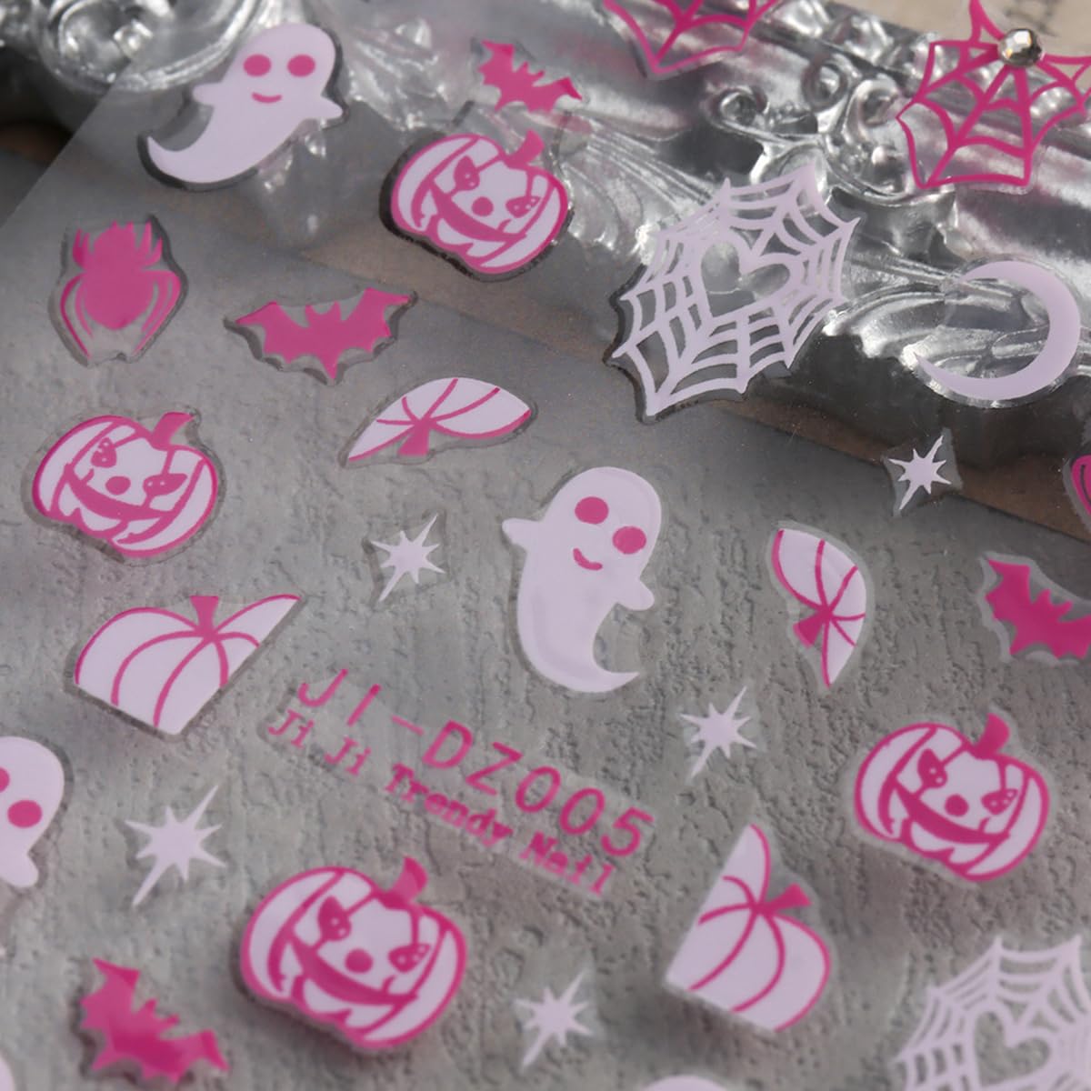 Halloween Nail Art Stickers Decals Ghost Spider Web Crystal Nail Decals 3Pcs Pumpkin Ghost 3D Self-Adhesive Halloween Nail Art S