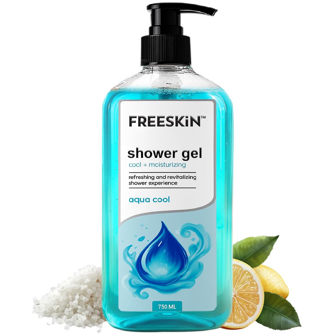 Freeskin Aqua Cool Shower Gel750Ml | Refreshing & Revitalizing Body Wash | Cool, Energizing & Hydrating Formula | LongLasting 