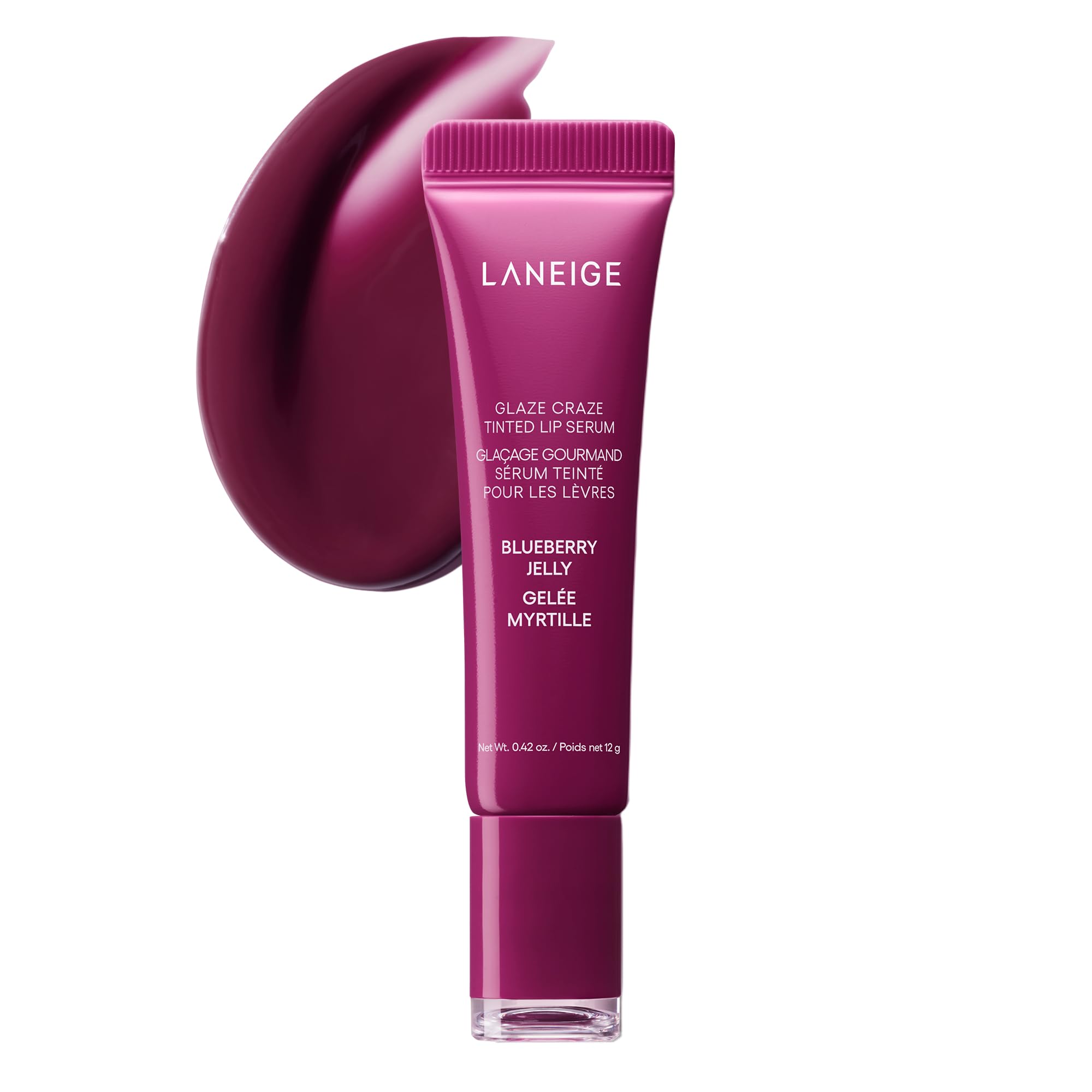 LANEIGE Glaze Craze Tinted Lip Serum Blueberry Jelly: Plumping, Nourishing Hydration with Polypeptide