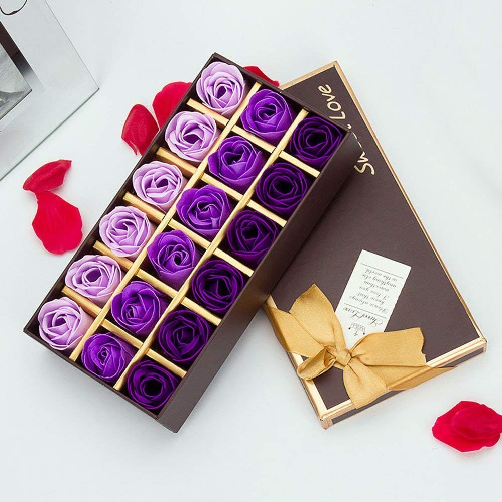 Bath Soap Rose Flower - Rose Petals For Bath, Floral Scented Rose Soap Petals Body Soap In Gift Box For Valentine'S Day Annivers
