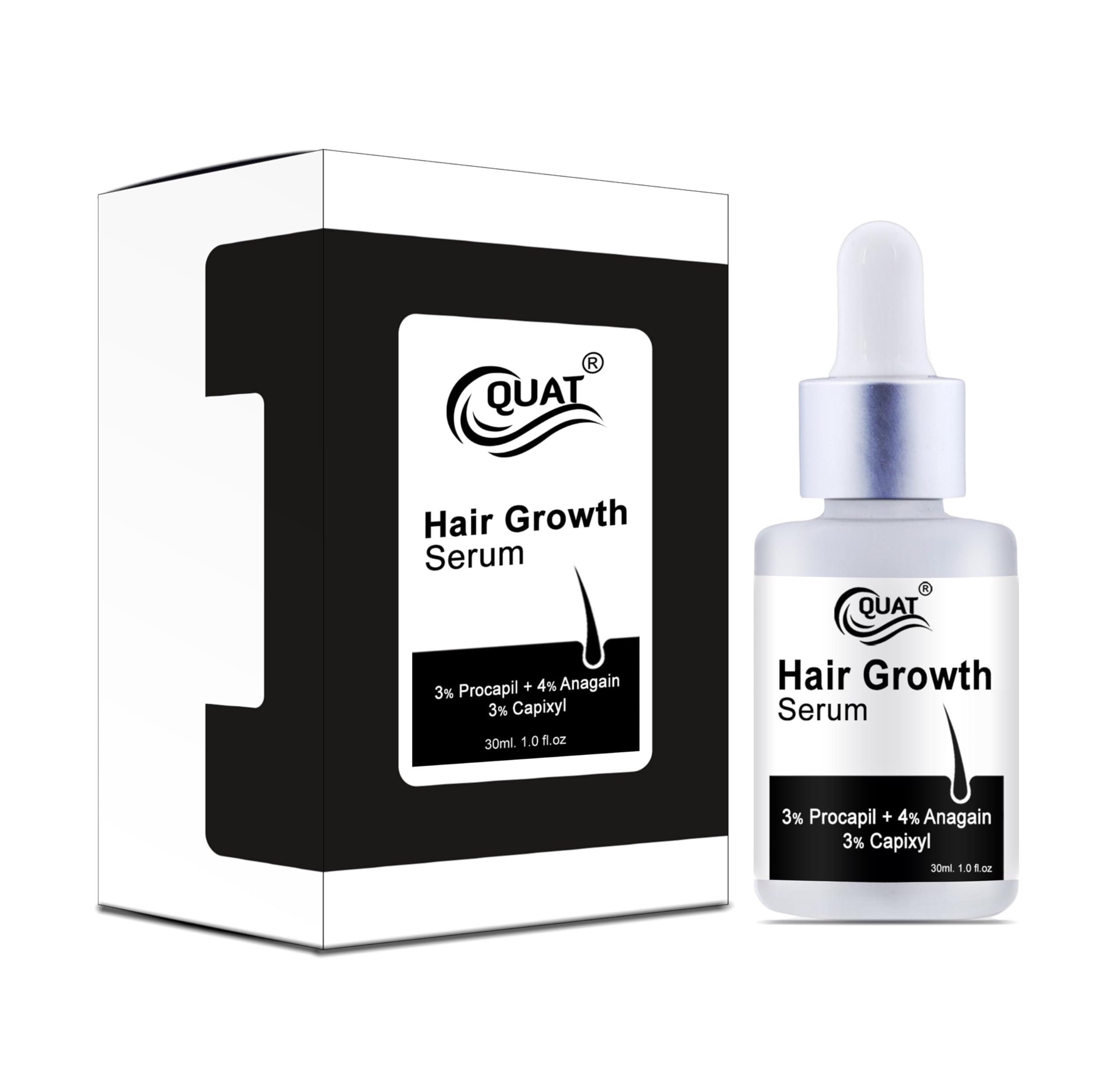 Quat Hair Growth Actives 18% Hair Growth Serum With 3% Procapil + 4% Anagain 3% Capixyl For Hair Fall Control| 30 Ml