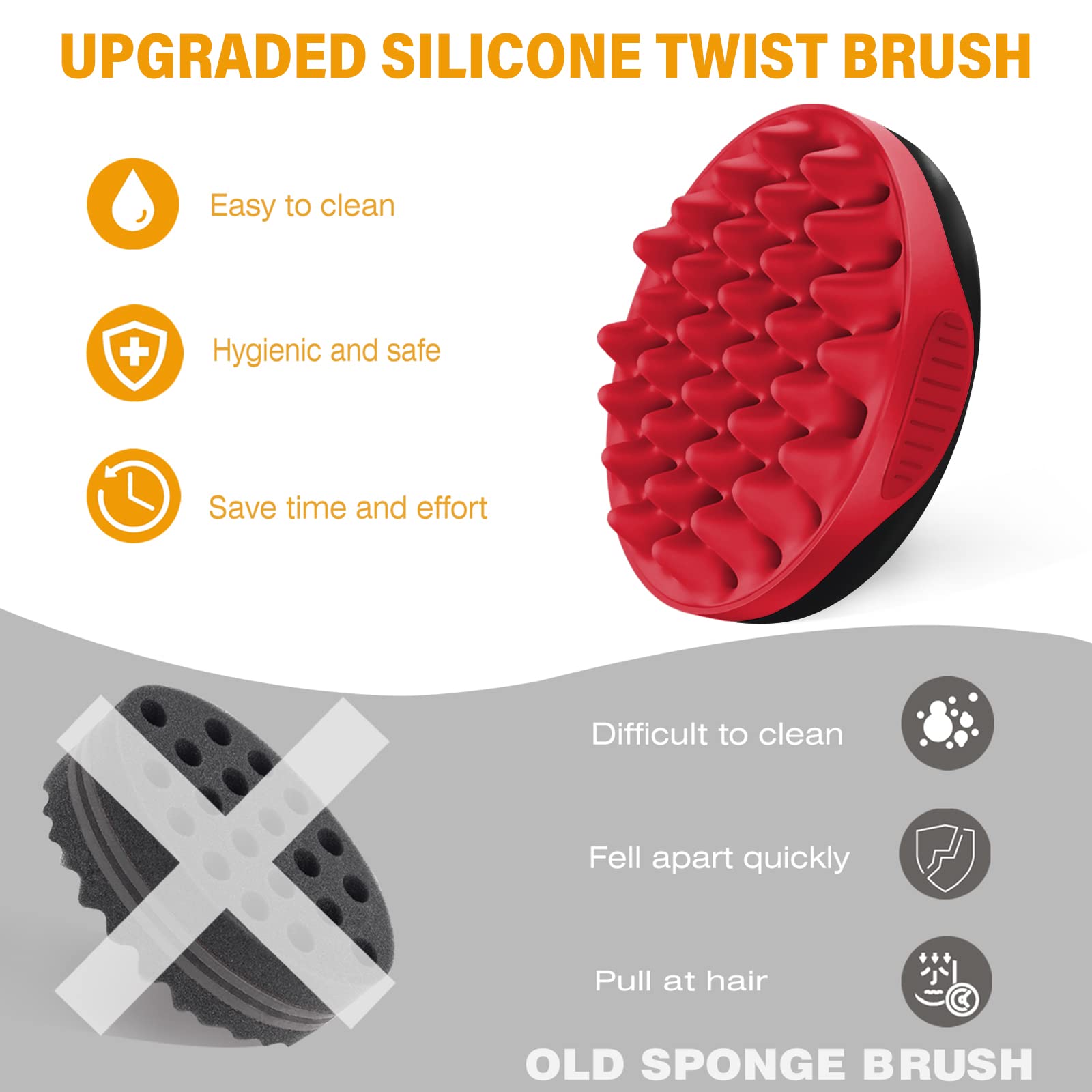 Wttorde Silicone Curly Hair Brush, Twist Wave Tool With Big And Small Holes For Afro Curls, Two-Sided Use For Men, Women, Boys,