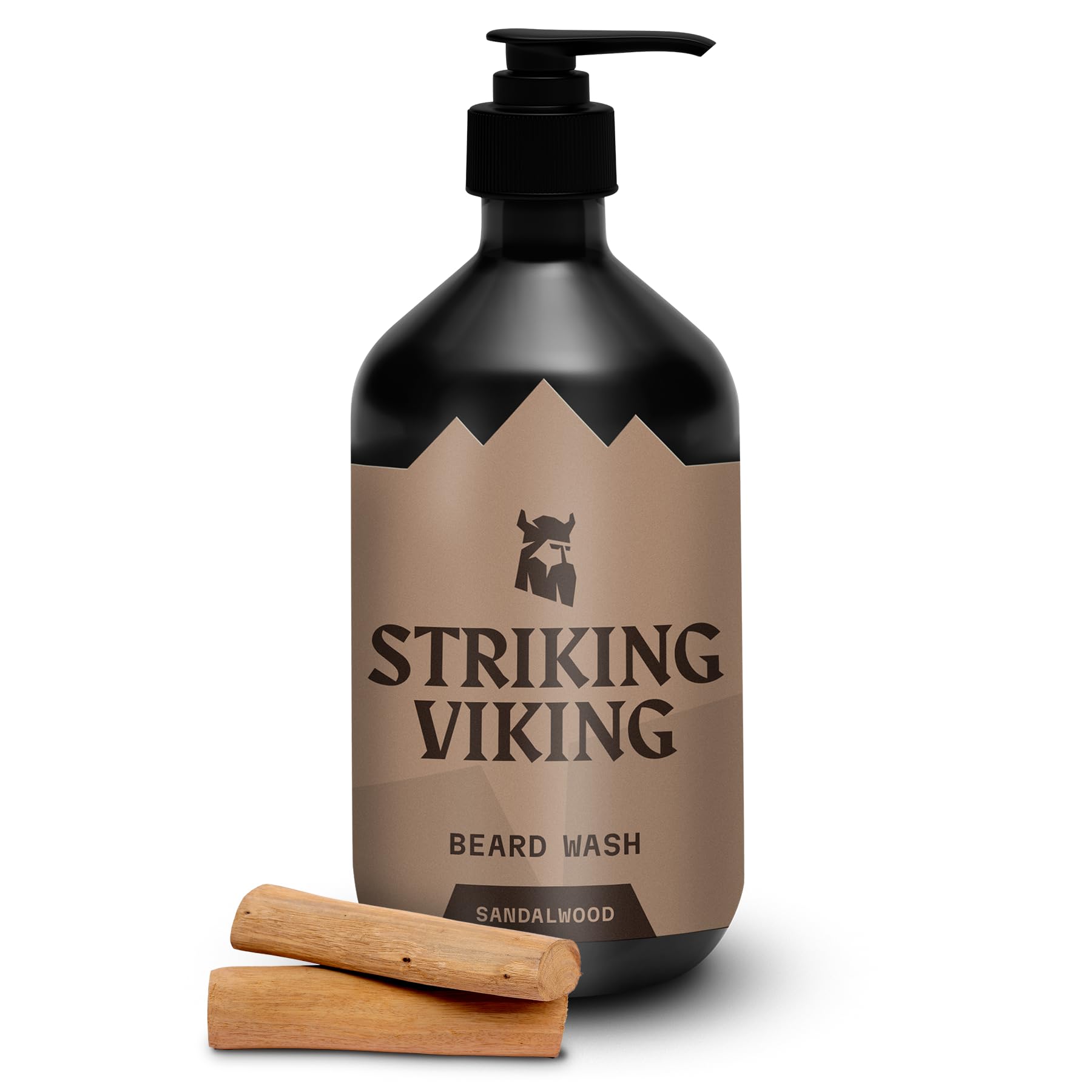 Striking Viking Beard Wash/Beard Shampoo (17 Oz) Sandalwood Scent - Beard Shampoo For Men Paraben & Sulfate Free - Deep Cleansin