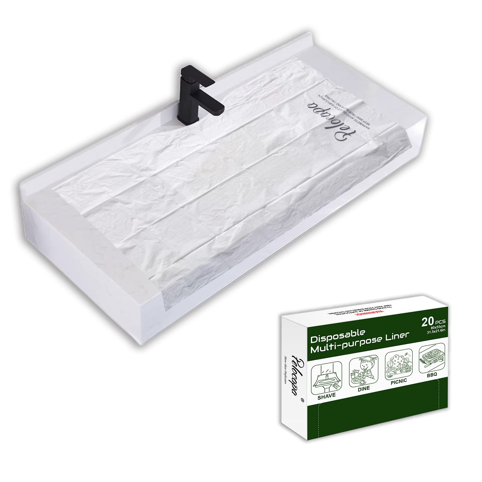 Pelocapa Disposable Hair Beard Catchers, Disposable Sink Liners For Trimming, 20 Pcs Large Sink Covers For Beard Grooming