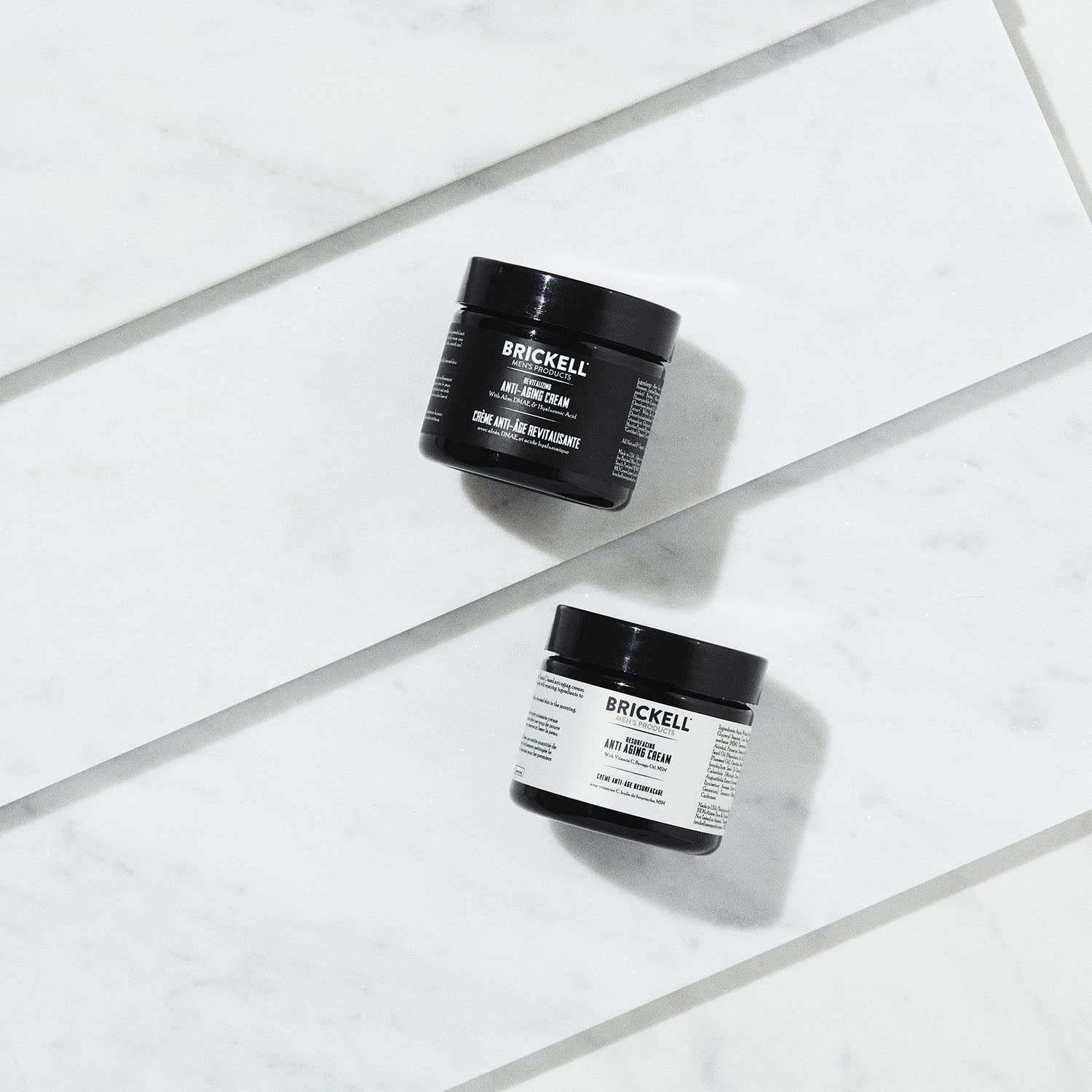 Brickell Men's Day and Night Anti Aging Cream Routine, Natural and Organic, Unscented, Skincare Gift Set