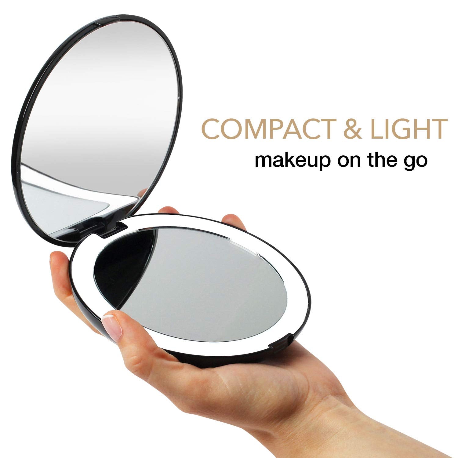 Fancii Led Lighted Travel Makeup Mirror, 1X/10X Magnification - Daylight Led, Compact, Portable, Large 5    Wide Illuminated Fol