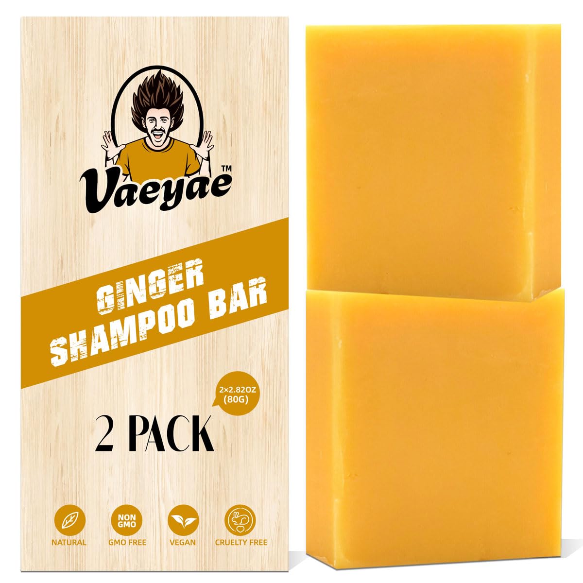 VAEYAE Ginger Shampoo Bar For Hair Growth & Thickening, Thinning Gray Hair Loss Reverse Products, Thicker Fuller Regrowth Solid 