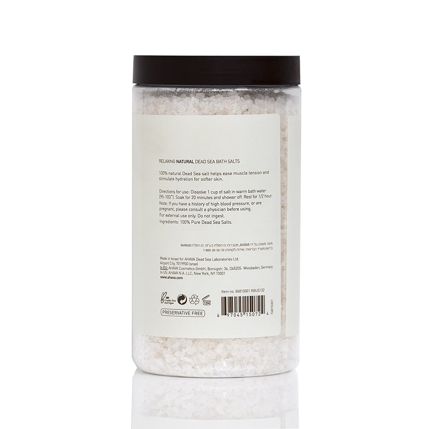 Ahava Dead Sea Mineral Bath Salt, Soothing Eucalyptus - Intense Relaxation For Body & Mind, Elevates Moisture, Softens & Eases S