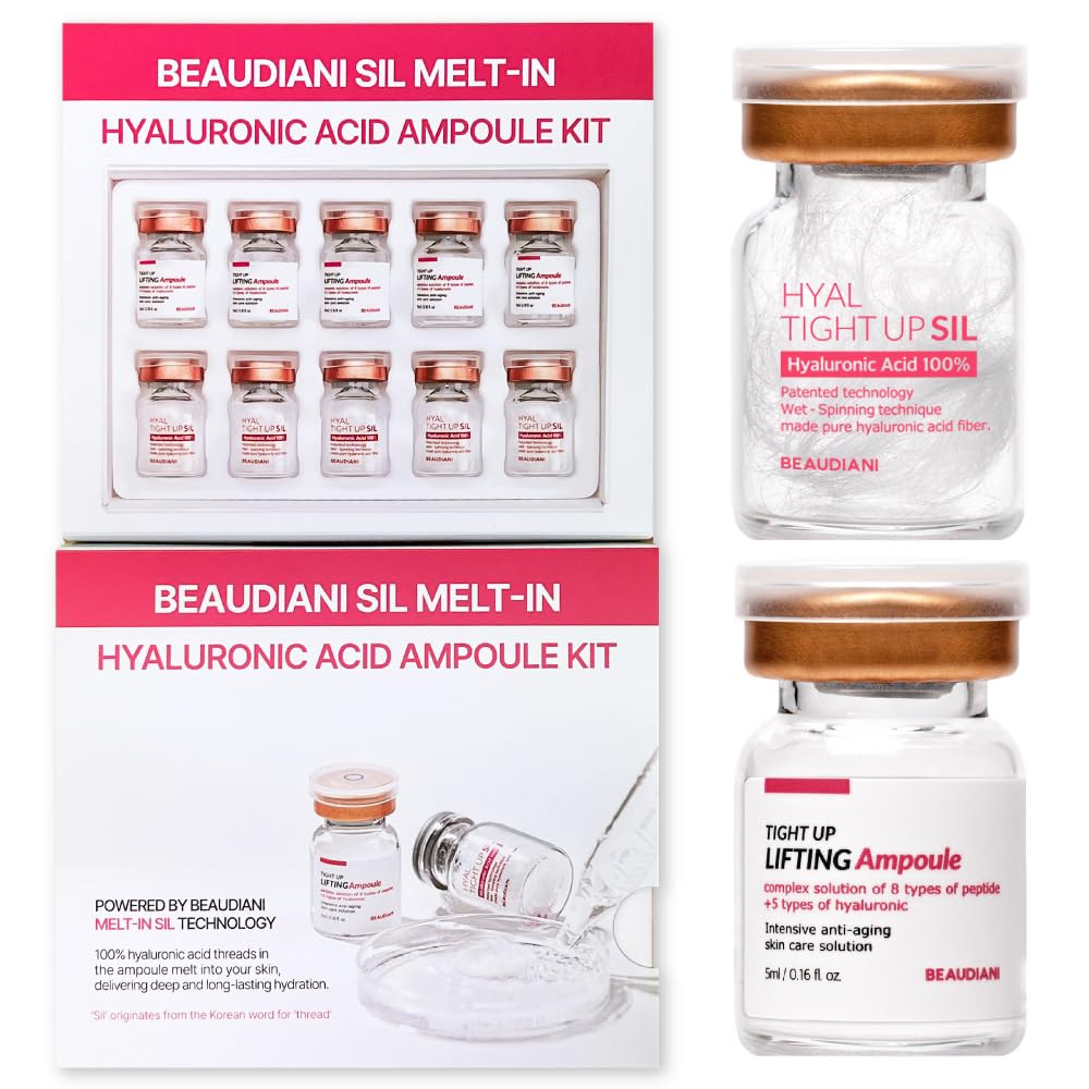 BEAUDIANI Sil Melt-In Hyaluronic Acid Serum & Ampoule Kit, 5 Session Intensive Hydration Program Korean Skincare Melt-In Hyaluro