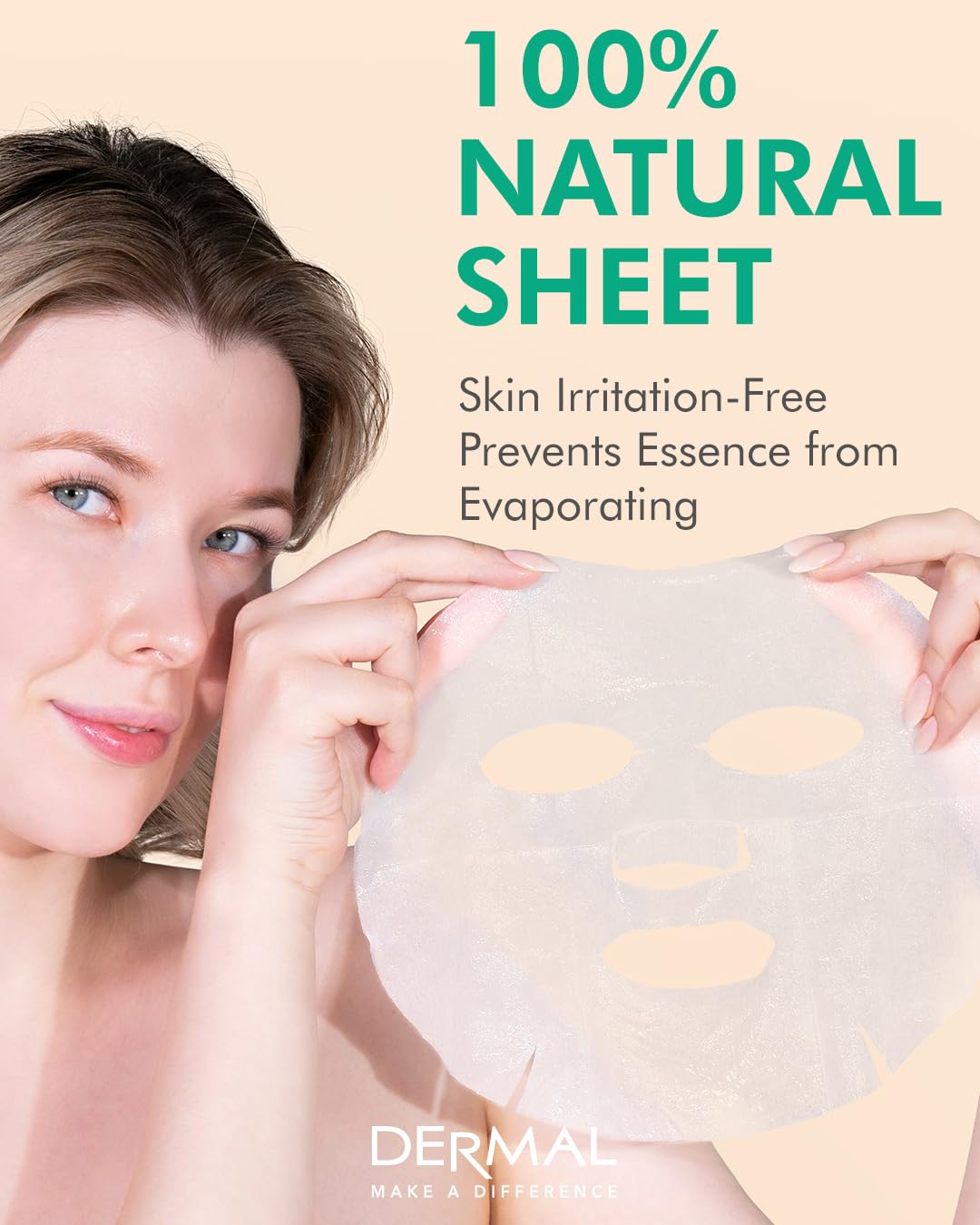 Dermal Green Tea Collagen Essence Facial Mask Sheet 23G Pack Of 100 - Hydrating And Soothing For Sensitive Oily Skin, Revitalize