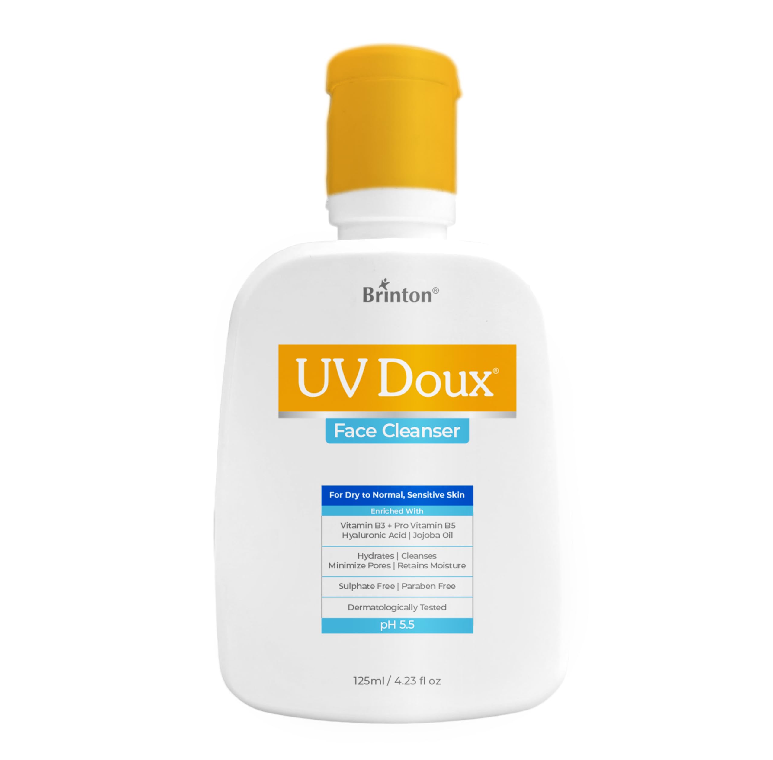 Brinton UV Doux Face Cleanser | Enriched with Hyaluronic Acid, Jojoba Oil, Niacinamide | Deep Cleansing & Hydration | Removes Ex