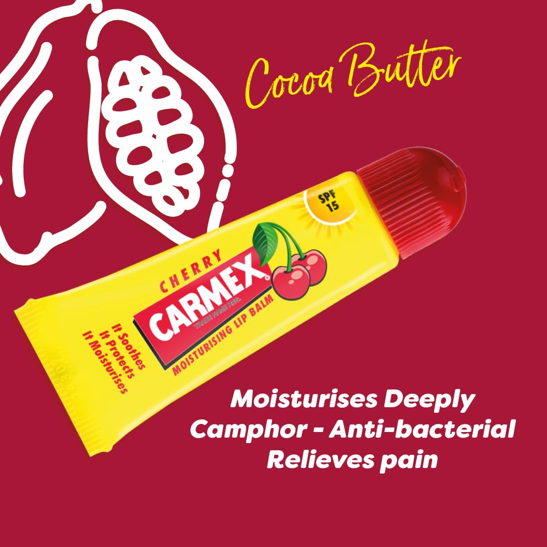 Carmex Cherry Flavour Lip Balm Tube - Spf15