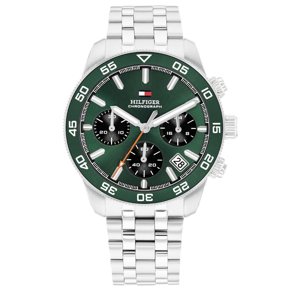 Tommy Hilfiger Th85 Quartz Analog With Green Dial Silver Stainless Steel Strap Watch For Men  Th1792214