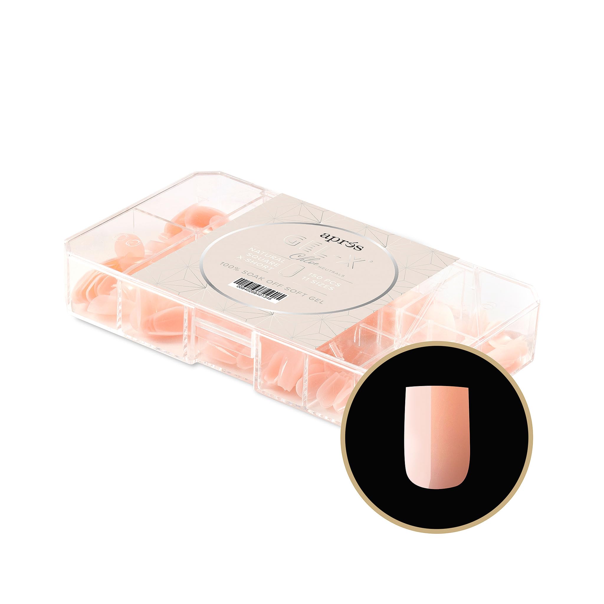 Apres Neutrals Gel-X Chloe Box Of Nail Tips, 11 Sizes 00-9, Soft Gel Tip Box (150pcs) (Natural Square Extra Short, 150)