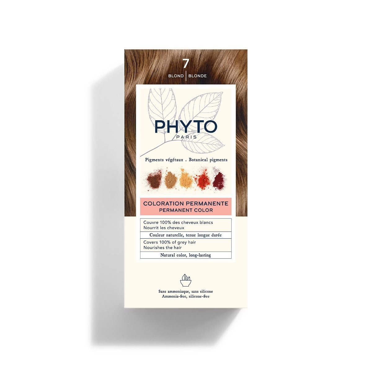 PHYTO Phytocolor Permanent Hair Color | 7 Blonde  100% Grey Coverage with Botanical Pigments | AmmoniaFree | PPDFree & Resorc