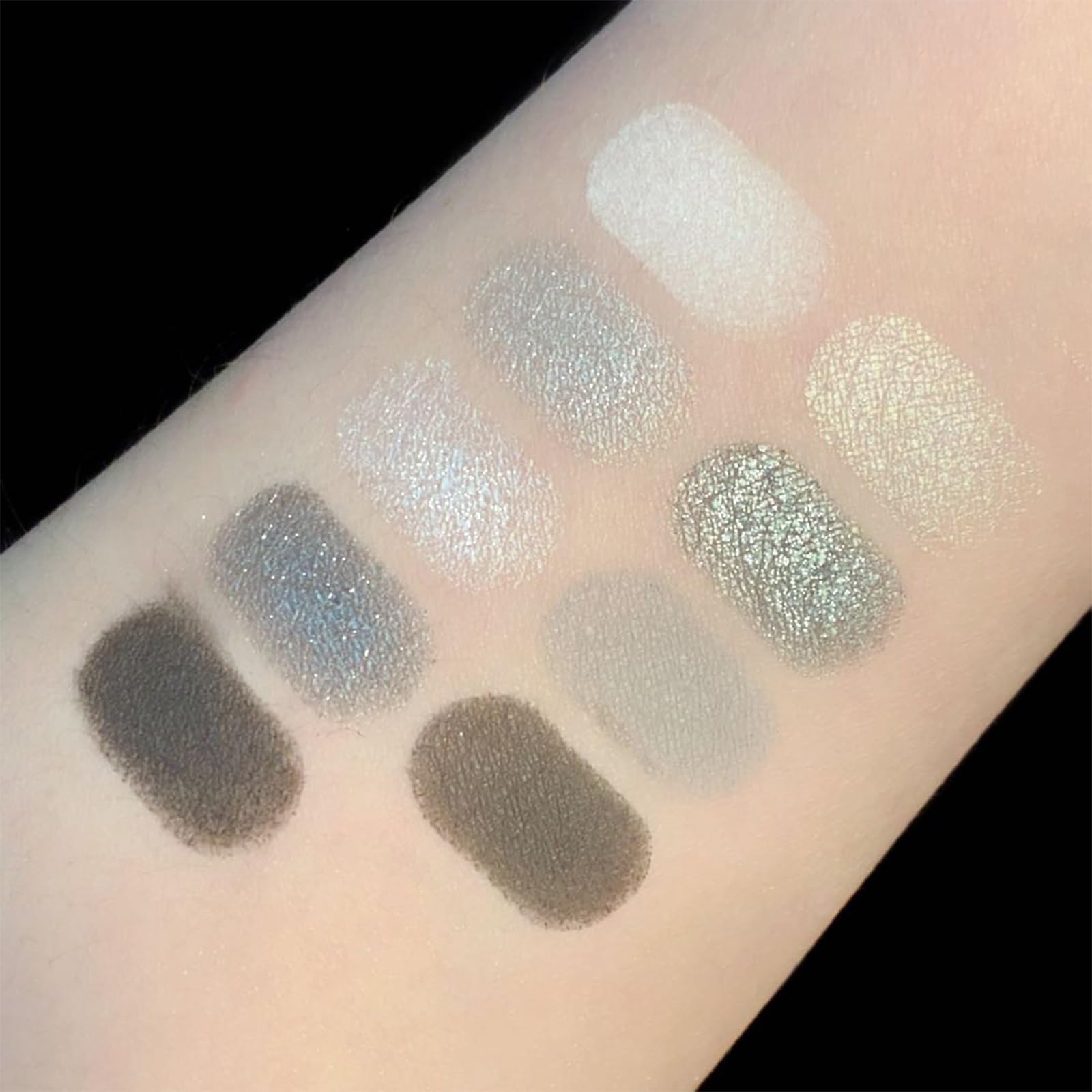 Okerker 9 Colors Smoky Eye Shadow Palette -Black, Dark Gray, Smokey Goth Makeup - Soft Matte And Shimmer Shades, High Pigment Ba