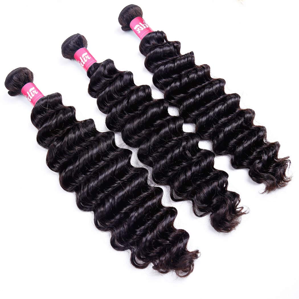 Brazilian Deep Wave Human Hair With Closure 26 28 60+20 Inch Unprocessed 9A Deep Curly Virgin Hair Weave 3 Bundles With 4  4 Lac