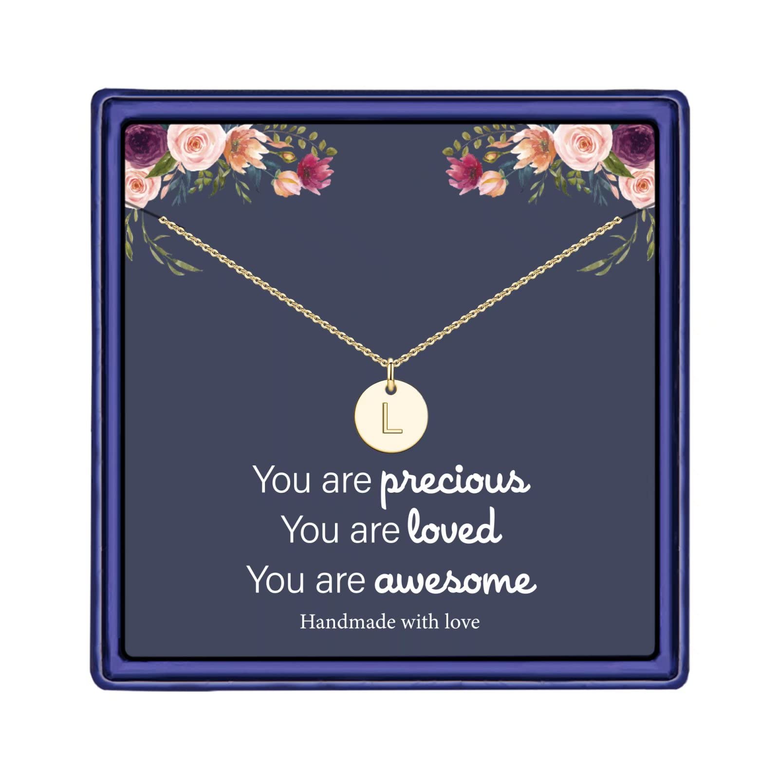 Hidepoo Valentines Day Gifts - Birthday Gifts, Disc Initial Necklaces Personalized Gifts Disc Letter Necklace for Women Dainty L