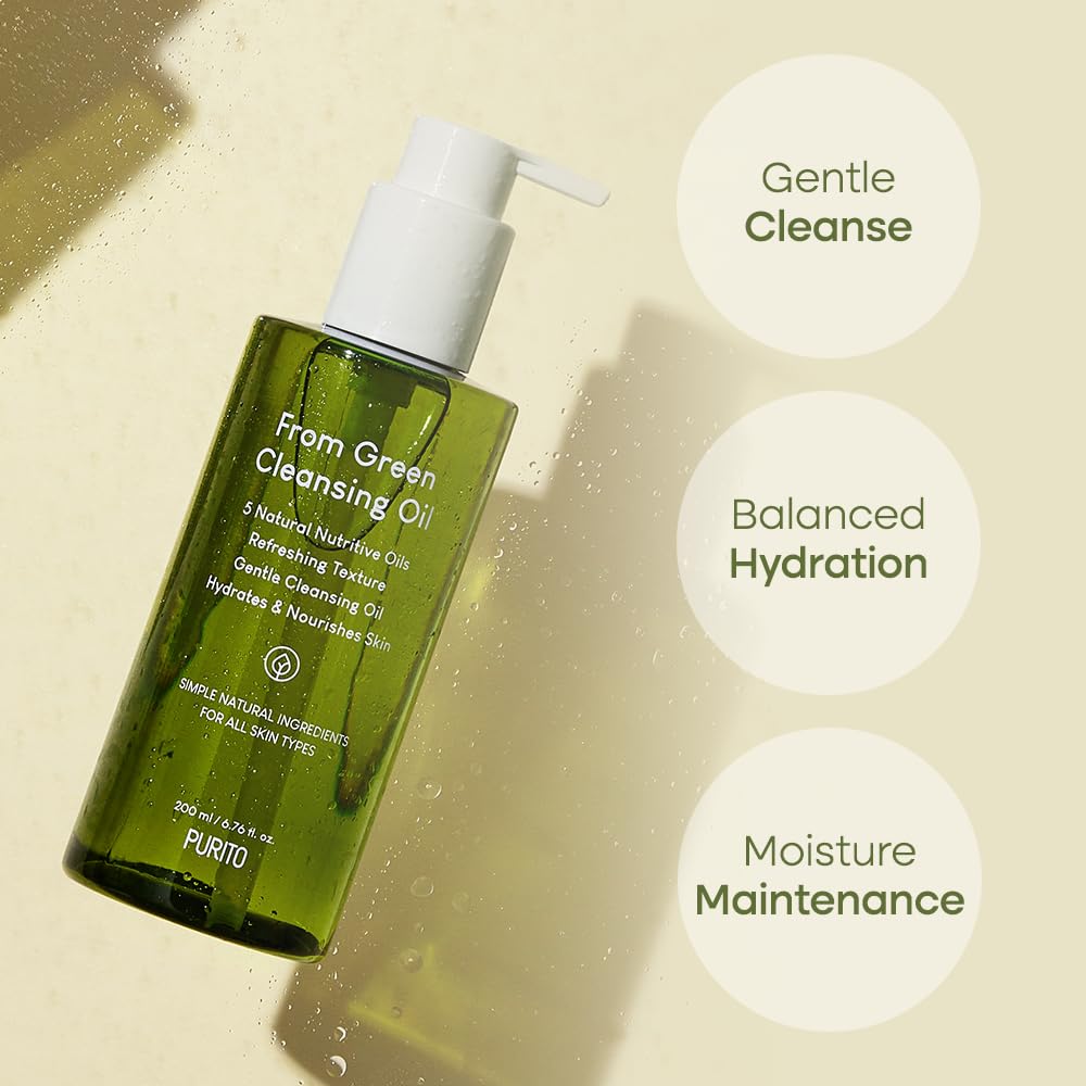 Purito From Green Cleansing Oil Original, 6.76 Fl.Oz / 200Ml, Gentle Cleansing Oil For Face, Cruelty-Free & Vegan, Korean Skin C