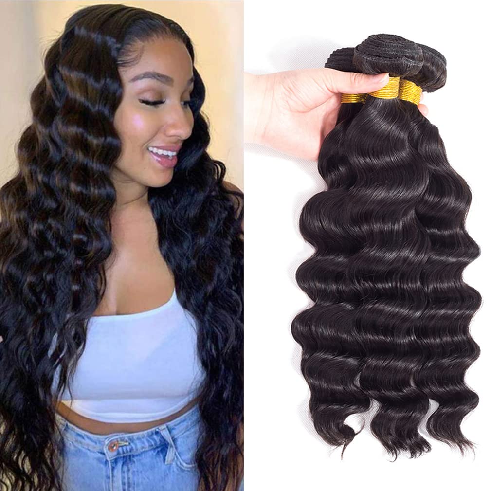 12A Grade Brazilian Virgin Hair Loose Wave 3 Bundles 20'' 22'' 24'' 300G Virgin Brazilian Remy Loose Deep Wave Human Hair Weave