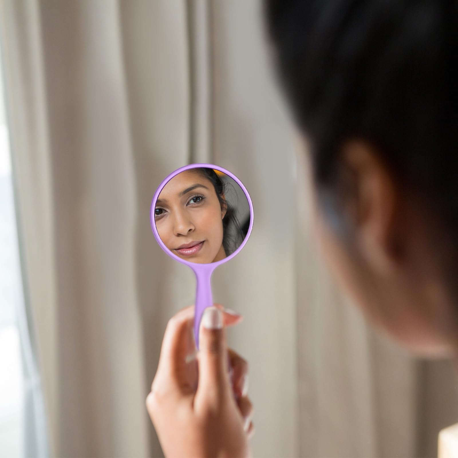 Jetec 25 Pcs Handheld Mirror With Handle, 3.94'' L X 2.17'' W, Small Portable Round Mirror Bulk For Kids Travel Makeup Classroom