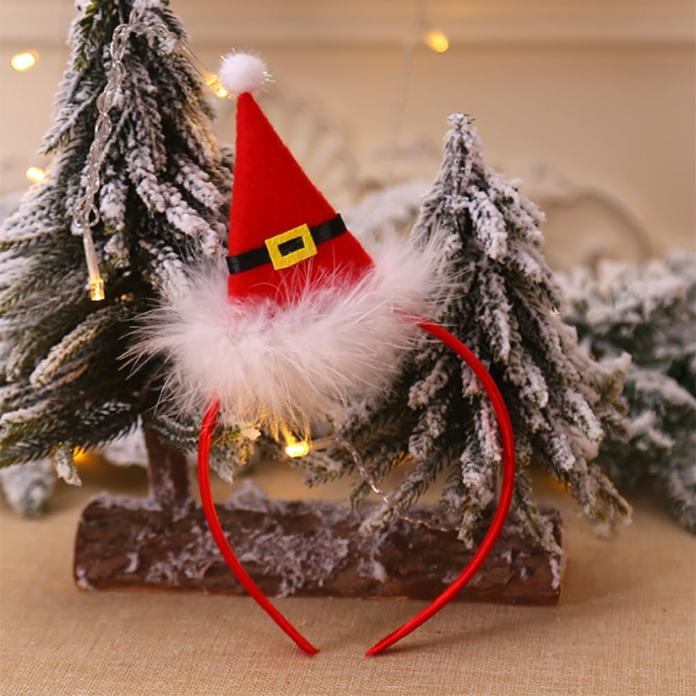 AIUPUOC Christmas Headbands for Women Red Hat Hair Accessories Santa Claus Hair Hoop Party Hair Decorations 1Pcs