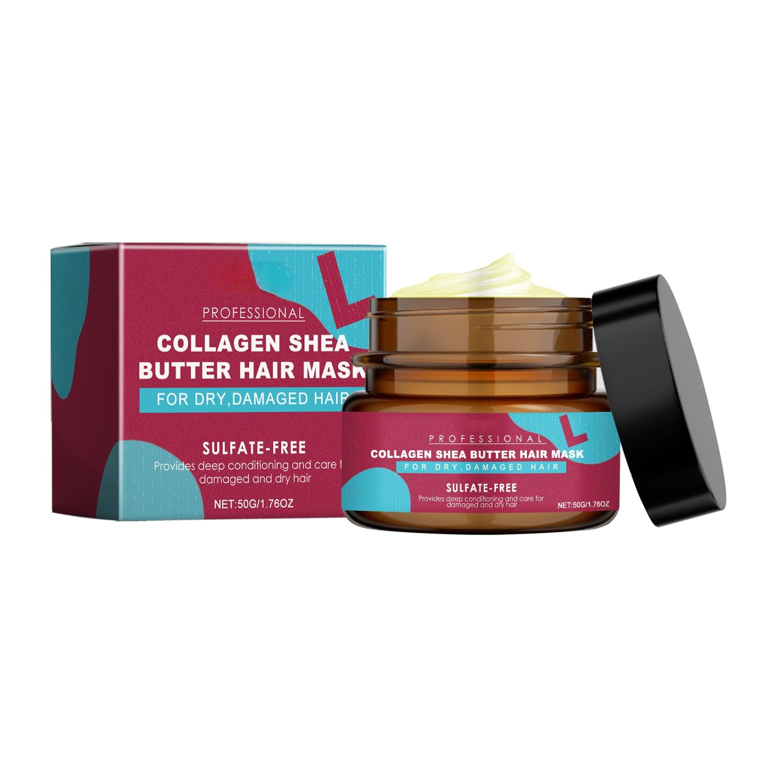 Professional Collagen Shea Butter Hair Mask for Dry Damaged Hair, 50g