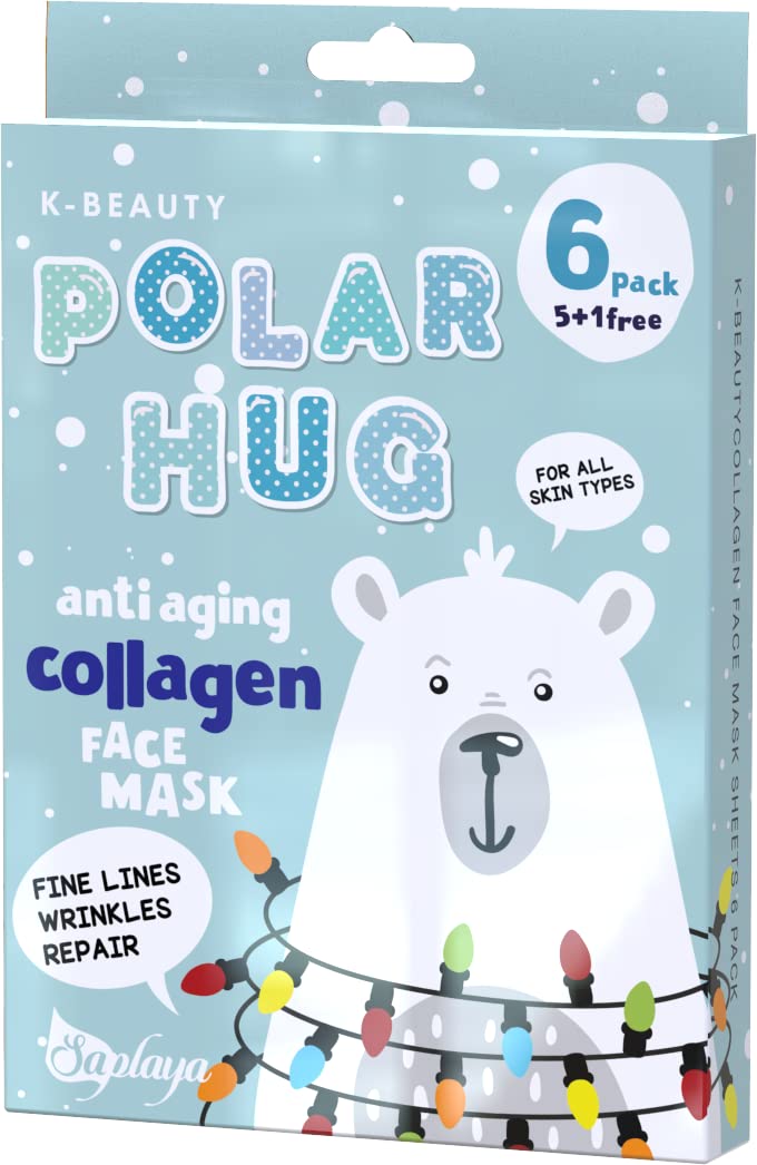Saplaya K-Beauty Facial Skincare Natural Beauty Multi-Pack Face Sheet Masks Balanced Skin Care Made In South Korea (Polar Hug An