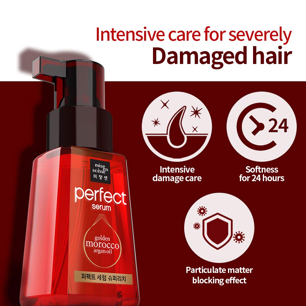 Mise En Scene Perfect Serum Super Rich 80Ml (27Oz) Anti-Frizz, Hydration And Nutrition Hair Essence For Damaged, Bleached And Dr