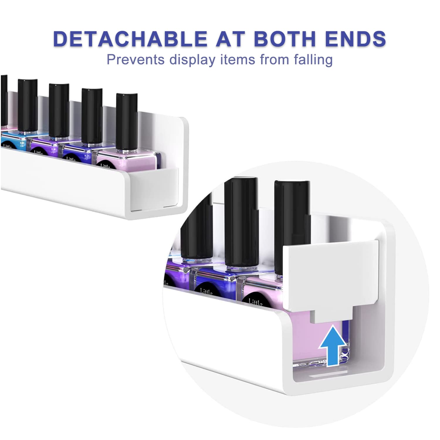 Femeli Nail Polish Wall Rack: 6 Shelves 15 Inch White Acrylic Nail Polish Holder Organizer For 66-90 Bottles, Multi-Purpose Acry