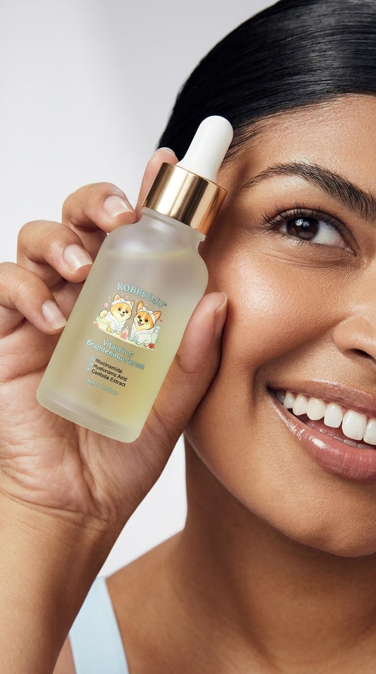 KOBESOJU: Pawsitively Glow Vitamin C Brightening Serum with Nicainamide, Hyaluronic Acid and Centella Extract, 1.01 fl oz