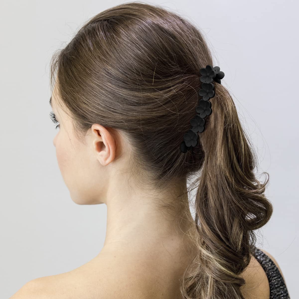 Hapdoo Matte Flower Banana Hair Clips - 6Pcs Strong Hold Hair Accessories For Women And Girls, Suitable For Ponytails, Buns, And