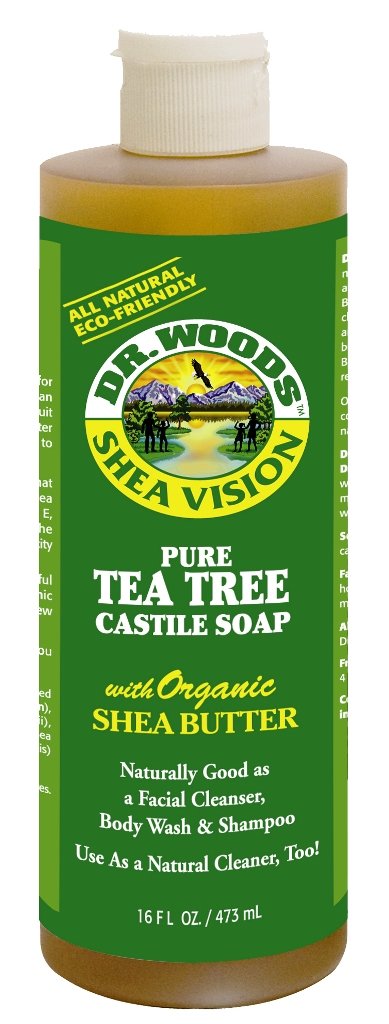 Sylvia's Hair Products Dr. Woods Castile Soaps, Tee Tree Soap with Shea Butter, 16-Ounce (Pack of 12)