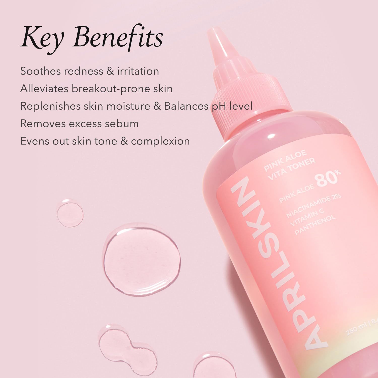 Aprilskin Pink Aloe Vita Toner | Calms And Soothes Redness, Smoothens, And Controls Excess Sebum | 80% Pink Aloe Vera Water | Hy