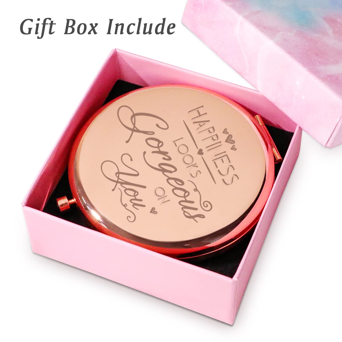Mllxx Personalized Compact Mirrors Basket Stuffers, Inspirational Gifts For Women Girls Her Friends Grandma Niece Daughter Siste