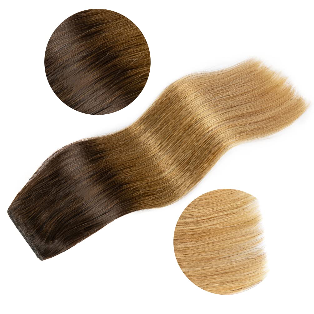5 Pieces 18 Inch Remy Clip In Hair Extensions Human Hair Balayage Brown To Blonde Mixed - Silky Straight Thick Real Hair Extensi