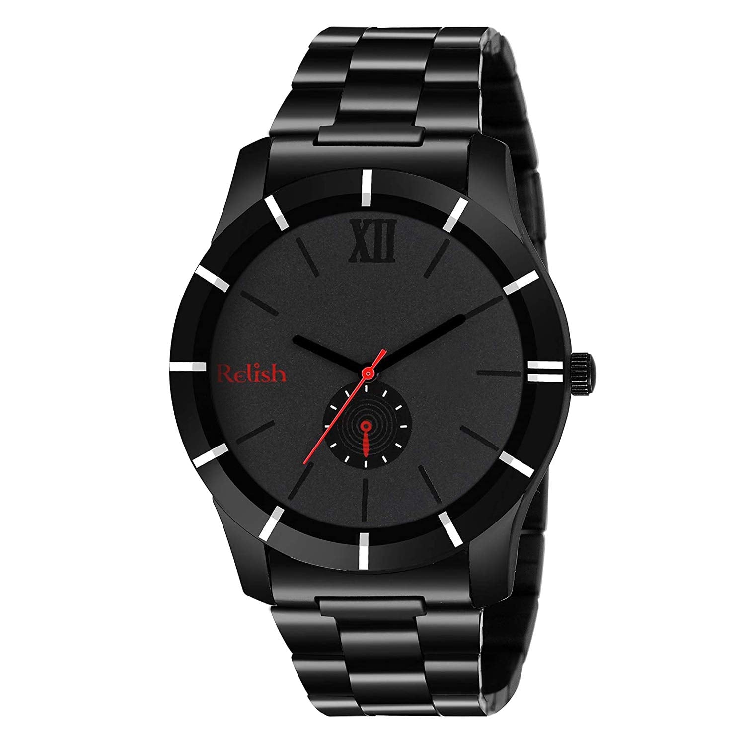 Relish Stainless Steel Analogueue MenS Wrist Watch (Black)