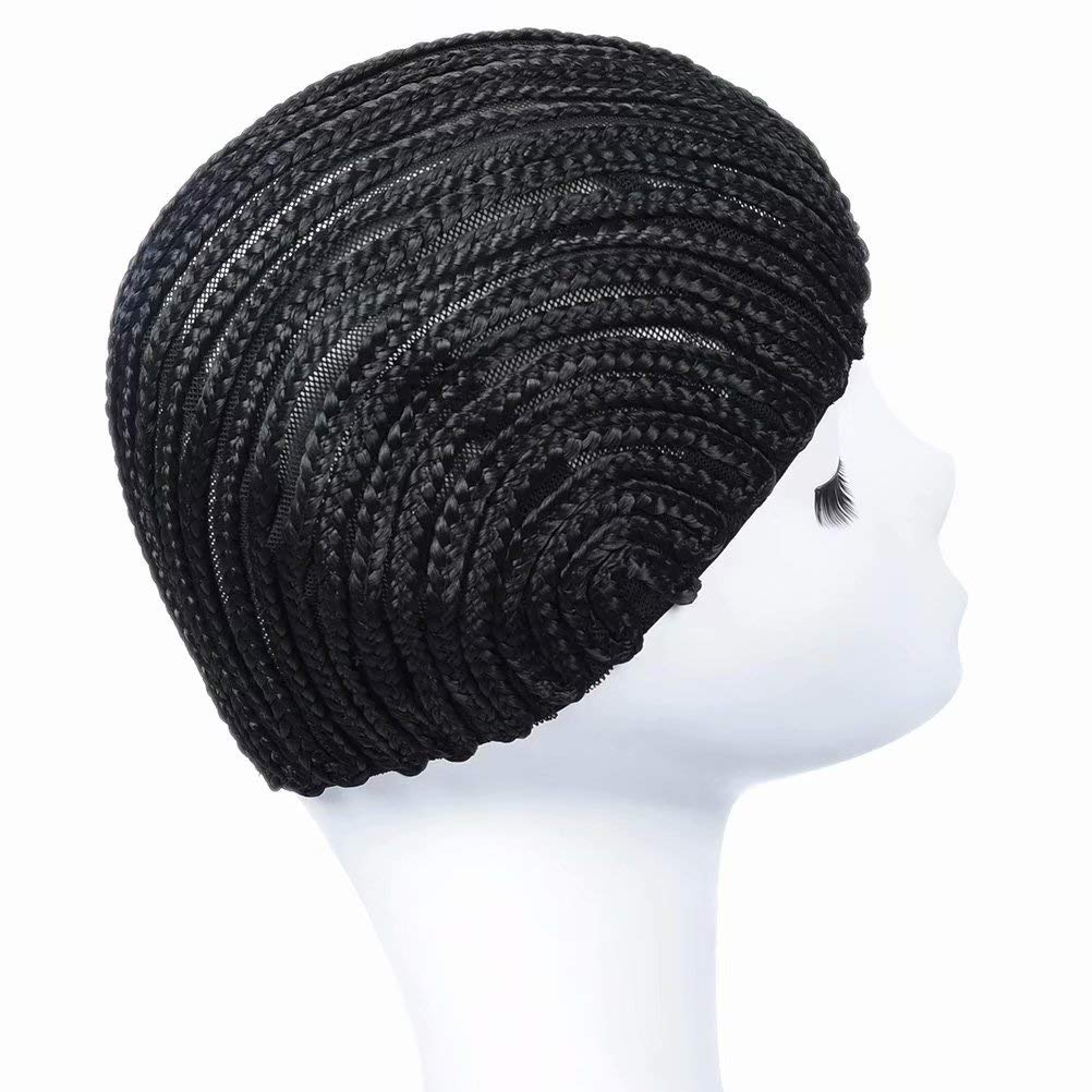 FEEL ME Braided Wig Cap - Black 1Pc Crochet Cap, Synthetic Fiber, Medium Size for Easy Sew-In and Weaving