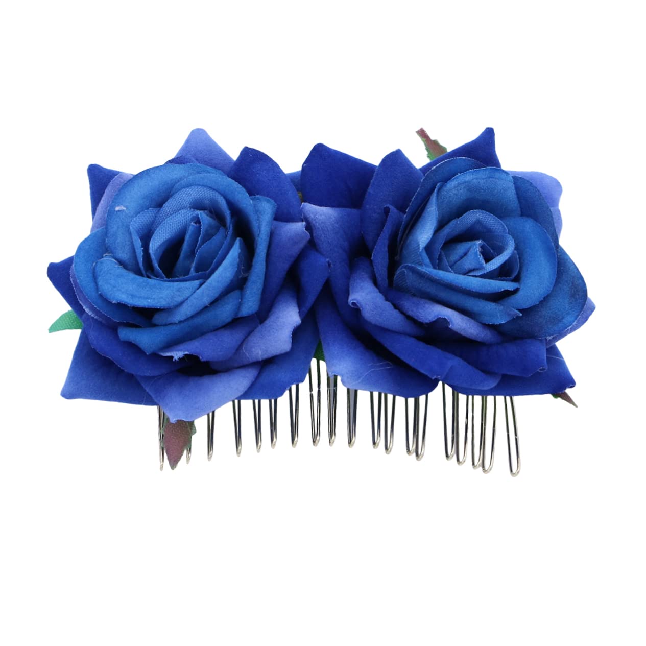 Gogogmee Blue Rose Flower Hair Comb Floral Hair Accessory Headpiece for Women and Girls Wedding Bridal Floral Comb for Bridesmai