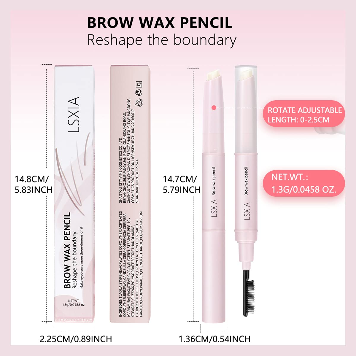 Lsxia Double-Headed Eye Brow Wax Pen, 2 In 1 Clear Eye-Brow Gel Pencil With Eye-Brow Comb, Waterproof Brow Gel/Eye-Brow Styling